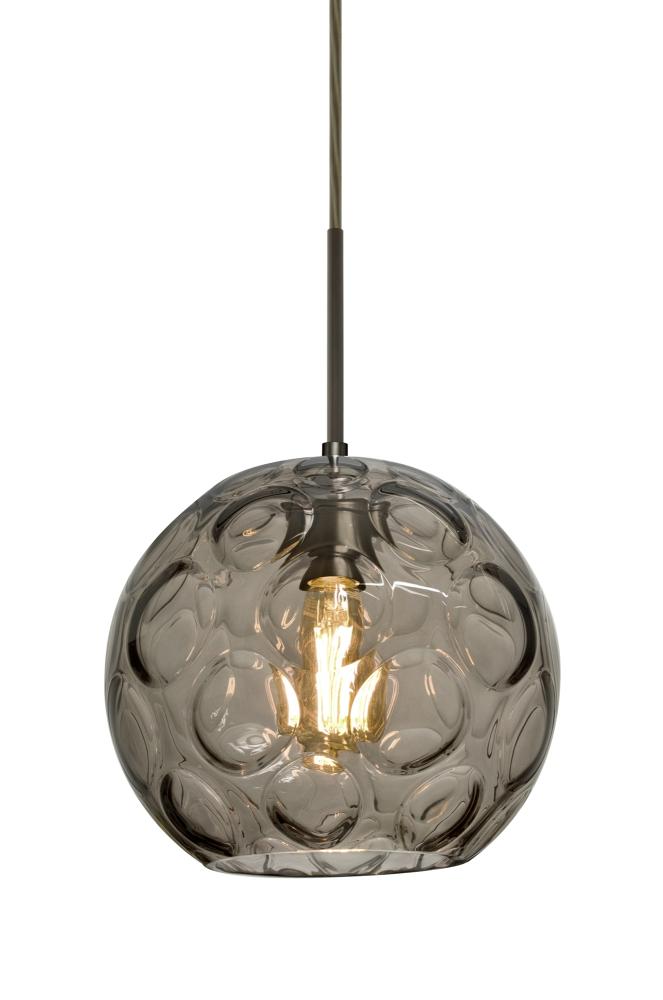 Besa Bombay Cord Pendant, Smoke, Bronze Finish, 1x8W LED Filament, 15Ft. Cord