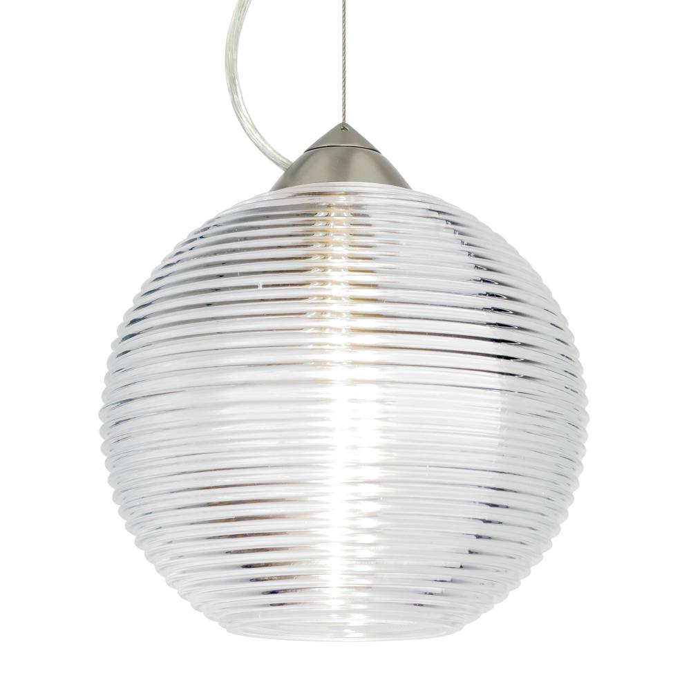 Besa Kristall 8 Pendant Satin Nickel Clear 1x9W LED, 15Ft. Cord