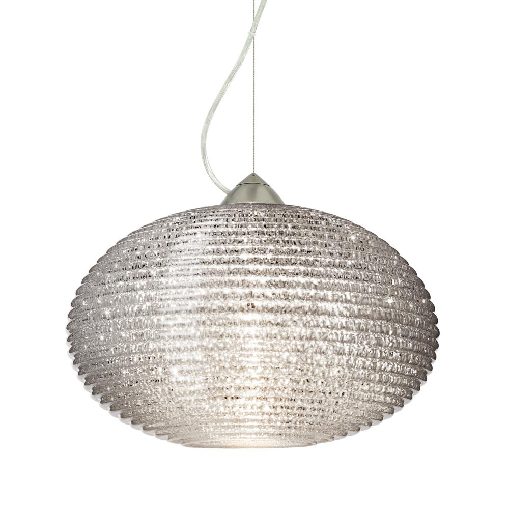 Besa Pape 10 Pendant 1Kx Glitter Satin Nickel 1x75W Medium Base, 15Ft. Cord