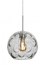 Besa Lighting 1JC-BOMYCL-EDIL-SN-L - Besa Bombay Cord Pendant, Clear, Satin Nickel Finish, 1x8W LED Filament, 15Ft. Cord