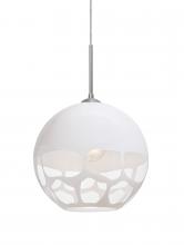 Besa Lighting 1JC-ROCKYWH-SN - Besa, Rocky Cord Pendant, White, Satin Nickel Finish, 1x60W Medium Base