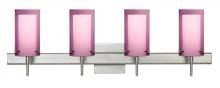 Besa Lighting 4SW-A44007-LED-SN-SQ - Besa Pahu 4 Wall With SQ Canopy 4SW Transparent Amethyst/Opal Satin Nickel 4x5W LED