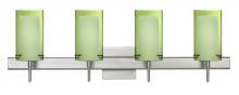 Besa Lighting 4SW-L44007-SN-SQ - Besa Pahu 4 Wall With SQ Canopy 4SW Transparent Olive/Opal Satin Nickel 4x40W G9