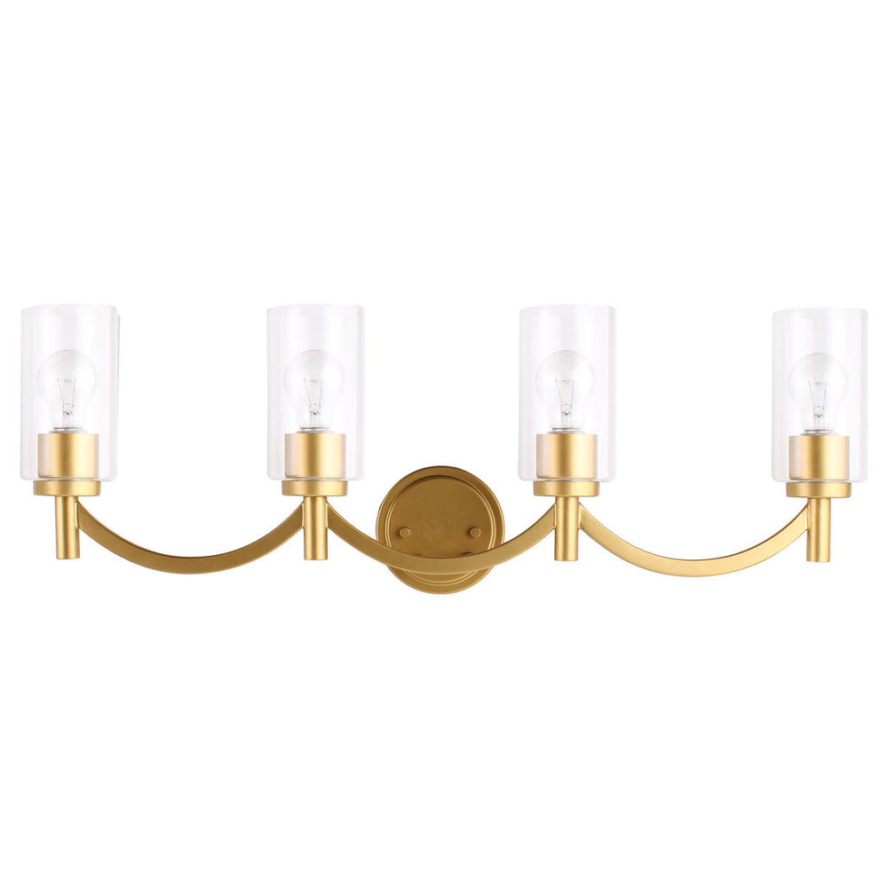 4 LT Bath/Vanity Light w/ Antique Gold Finish & Clear Glass Shades