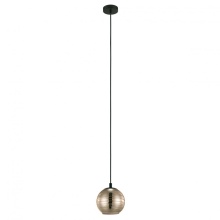 Eglo 39684A - 1 LT Mini Pendant w/ a Black Finish & Gold Smoked Glass Shade