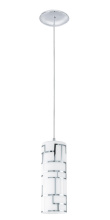 Eglo 92562A - 1 LT Mini Pendant w/ a Chrome Finish & White Décor Glass Shade