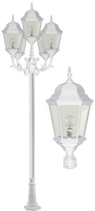 5 LIGHT POST TOP FIX W/ CLEAR GLASS LED 30W 120V