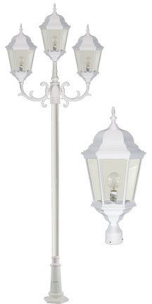 Dabmar GM2303-W - 3 LIGHT POST TOP FIX W/ CLEAR GLASS INCAND 120V