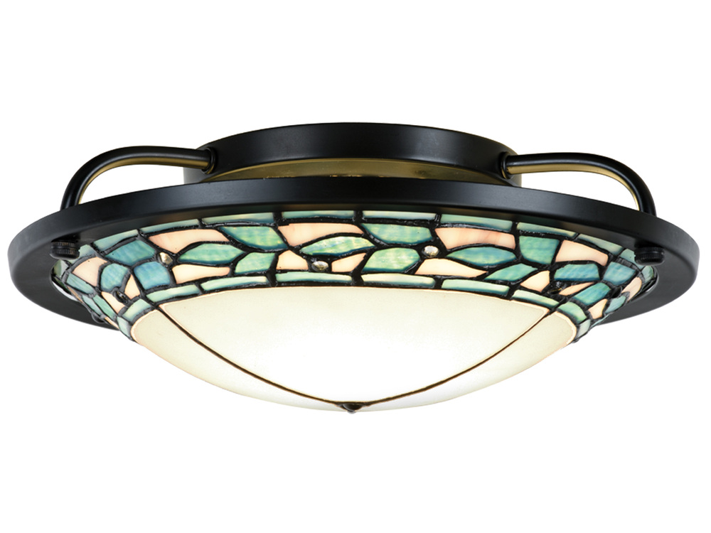 Green Leaves LED Tiffany Semi Flush Mount