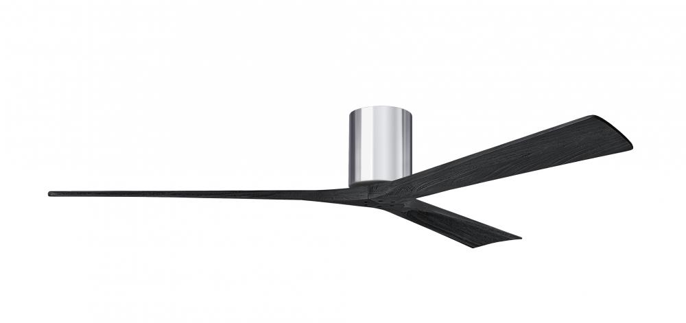 Irene-3H three-blade flush mount paddle fan in Polished Chrome finish with 72” solid matte black