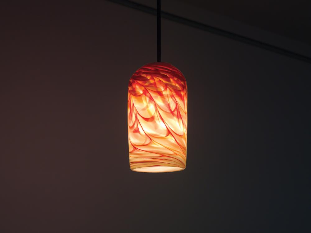 Rose Cylinder - Pendant - Incandescent 17" OA Drop-Red Hot