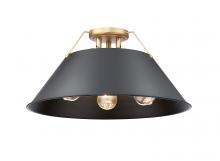 Golden 3306-3FM BCB-BLK - Orwell 3-Light Flush Mount in Brushed Champagne Bronze with Matte Black