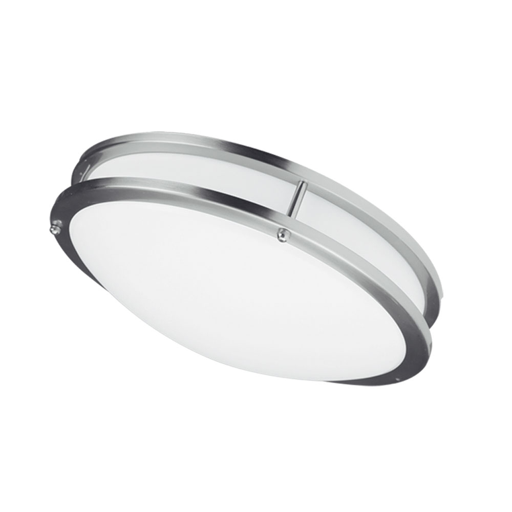 LED Ceiling Flush, 16â€ dia, Satin Chrome Finish